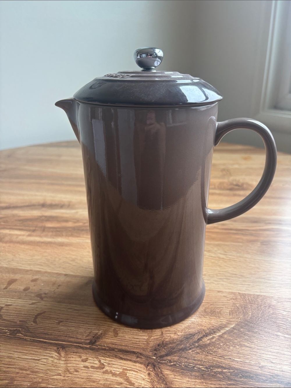 Le Creuset Brown Ceramic Coffee Press with Chrome Knob